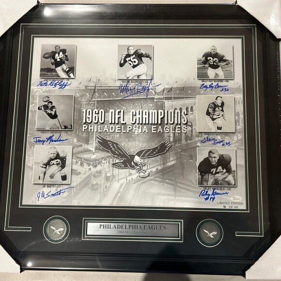 1960 Eagles Team 7 Autograph Signed Retzlaff Baughan 16x20 Photo Framed JSA - Picture 1 of 7